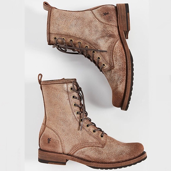 Frye Shoes - Frye Veronica Combat Boots Brown Suede Size 7